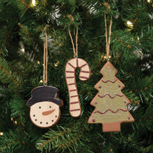 Load image into Gallery viewer, 3/Set, Wooden Christmas Cookie Ornaments