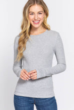 Load image into Gallery viewer, Long Sleeve Crew Neck Thermal Knit Top : HGY-h grey