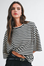 Load image into Gallery viewer, Oversized Stripe Boyfriend Tee: Tan / Contemporary