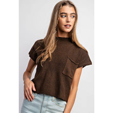 Load image into Gallery viewer, DROP SHOULDER RIB-KNIT SWEATER TOP : Brown