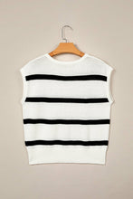 Load image into Gallery viewer, LAS Striped Cap Sleeve Knit Sweater (S-4X): Brown Stripe / L