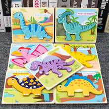 Load image into Gallery viewer, 3D Wooden Dinosaur Puzzle, Buckle Design for Early Education: Green / One Size