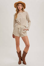 Load image into Gallery viewer, STRIPED KNIT PULLOVER TOP: NAVY