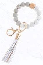 Load image into Gallery viewer, Color Silicone Beaded Key Ring Keychain: Nude Grey