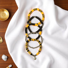 Load image into Gallery viewer, Black and Gold Game Day Bracelet Stack: Football