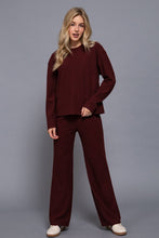 Load image into Gallery viewer, Long Sleeve Round Neck Soft Knit Top: BRG-maroon / S