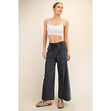 Load image into Gallery viewer, MINERAL WASHED WIDE LEG PANT: Mocha