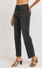 Load image into Gallery viewer, Judy Blue Cut Off Cropped Straight Leg Jeans Black