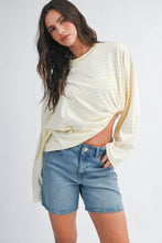 Load image into Gallery viewer, Oversized Stripe Long Sleeve Top: Chocolate / Contemporary
