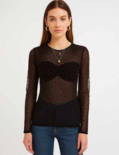 Load image into Gallery viewer, Women Heart See Through Long Sleeves Mesh Blouse: White
