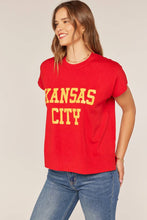 Load image into Gallery viewer, Kansas City Graphic Cap Sleeve Knit Top: Scarlet
