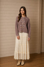 Load image into Gallery viewer, FLORAL EMBROIDERY CONTRAST STITCH KNIT CARDIGAN: CREAM
