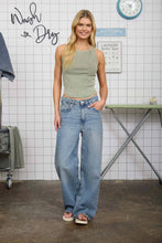Load image into Gallery viewer, WASHED RAW EDGE SLEEVELESS KNIT TANK TOP: OLIVE
