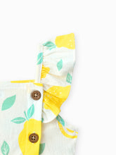 Load image into Gallery viewer, Single-Piece Baby Girl Plaid and Lemon Fruit-Themed Dress: Pale Yellow / 18-24 Months
