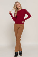 Load image into Gallery viewer, Long Sleeve Crew Neck Viscose Rib Sweater: Red-Red
