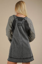 Load image into Gallery viewer, Washed Denim Overall Mini Dress: BLACK
