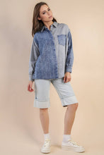 Load image into Gallery viewer, Mineral Washed Colorblock Striped Shirt Top: INDIGO
