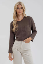 Load image into Gallery viewer, Charcoal Ribbed Long Sleeve Top
