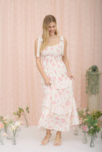 Load image into Gallery viewer, FLORAL SWEETHEART SMOCKED RUFFLE DETAIL MIDI DRESS: YELLOW MULTI

