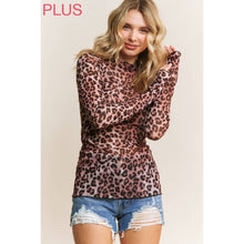 Load image into Gallery viewer, PLUS CHIC ANIMAL PRINT MESH HIGH NECK DESIGN LONG SLEEVE FIT: Brown Multi
