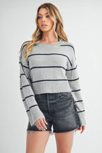 Load image into Gallery viewer, Emmanuelle Sweater: Heather Gray/Navy / Contemporary
