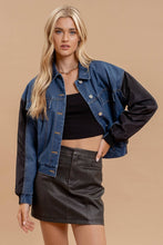 Load image into Gallery viewer, CONTRAST DROP SHOULDER DENIM JACKET: DENIM
