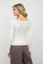 Load image into Gallery viewer, POLKA DOT BOAT NECK RIBBED LONG SLEEVE KNIT TOP: MAROON
