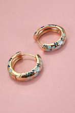 Load image into Gallery viewer, COLORFUL ENAMEL FLOWER HUGGIE HOOP EARRINGS | 40E359: Blue
