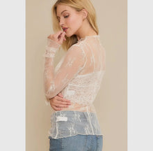 Load image into Gallery viewer, White Mesh Lace Long Sleeve Top
