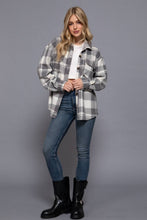 Load image into Gallery viewer, Long Sleeve Check Printed Fleece Shacket: BRG-burgundy
