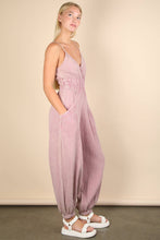 Load image into Gallery viewer, Mineral Washed Cotton Gauze Casual Jumpsuit: SAGE
