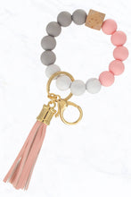 Load image into Gallery viewer, Color Silicone Beaded Key Ring Keychain: Nude Grey
