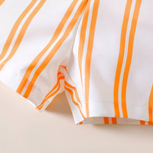 Load image into Gallery viewer, Toddler Girl Bowknot Stripe/Floral Print/Orange Cami Romper: Orangewhite / 18-24 Months
