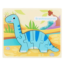 Load image into Gallery viewer, 3D Wooden Dinosaur Puzzle, Buckle Design for Early Education: Green / One Size
