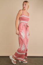 Load image into Gallery viewer, Boho Printed Smocking Detail Jumpsuit: TAUPE
