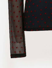 Load image into Gallery viewer, Women Heart See Through Long Sleeves Mesh Blouse: White
