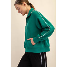 Load image into Gallery viewer, MODAL SCUBA PIPING QUARTER ZIP PULLOVER: Black/Cream
