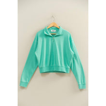 Load image into Gallery viewer, Half-Zip Burnout French Terry Pullover: BLUE
