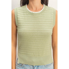 Load image into Gallery viewer, Eyelet Sleeveless Knit Top: CREAM
