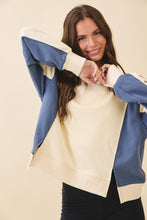 Load image into Gallery viewer, Colorblock Terry Pullover Sweatshirt: White Heather Gray / Contemporary
