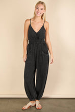 Load image into Gallery viewer, Mineral Washed Cotton Gauze Casual Jumpsuit: SAGE
