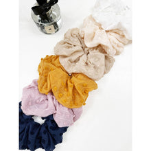 Load image into Gallery viewer, Pompom Textured  Soft Tone Jumbo Scunchie
