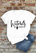 Load image into Gallery viewer, Witches be crazy, Halloween, Unisex Round Neck T-Shirt: Black/Orange / M
