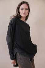 Load image into Gallery viewer, Mineral Washed Elbow Patch Contrast Knit Top: MOCHA
