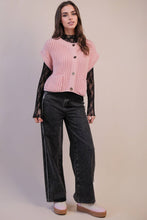 Load image into Gallery viewer, Oversized Button Down Knit Sweater Top: BLACK
