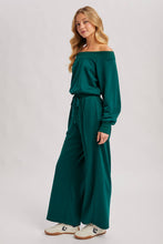 Load image into Gallery viewer, WIDE NECK OFF THE SHOULDER KNIT JUMPSUIT: IVORY
