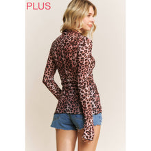 Load image into Gallery viewer, PLUS CHIC ANIMAL PRINT MESH HIGH NECK DESIGN LONG SLEEVE FIT: Brown Multi
