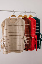 Load image into Gallery viewer, 12W3723N-Striped Side Tie Knit Vest: OATMEAL / S-M-L/2-2-2
