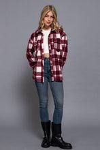 Load image into Gallery viewer, Long Sleeve Check Printed Fleece Shacket: TPE-taupe
