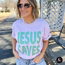 Load image into Gallery viewer, Jesus Saves: Hydrangea Blue tee / XL
